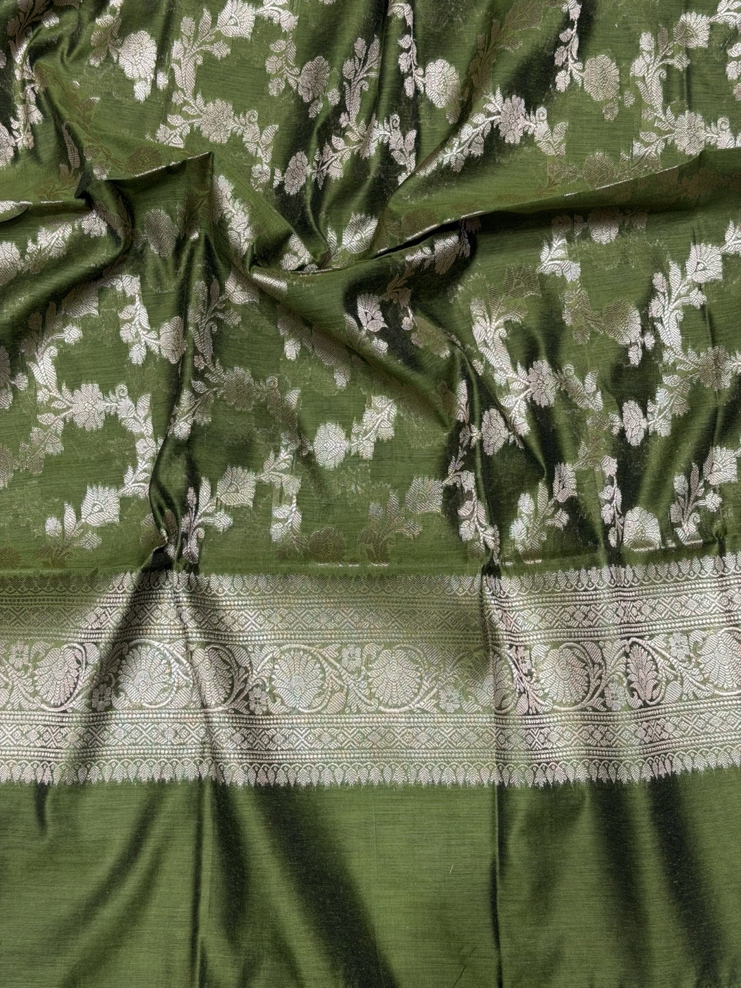 Zari Meenakari Weaving Banarasi Silk Dress Material With Floral Pattern Jhalar Dupatta