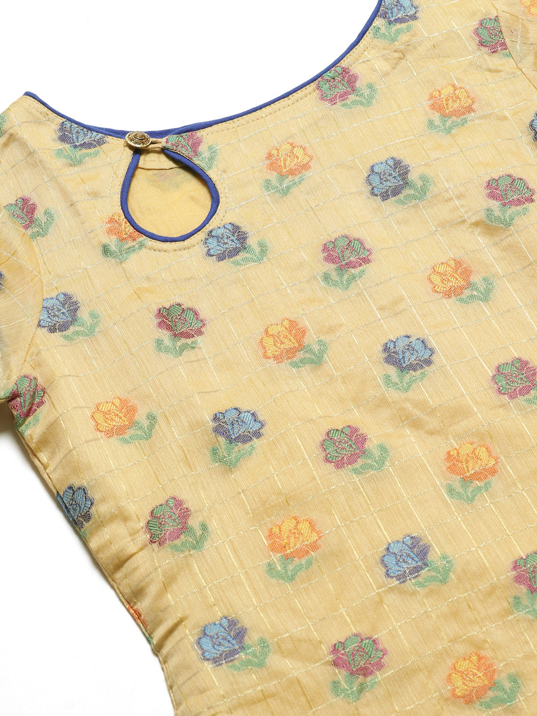 Chanderi Stitched Suit with  Resham Embroidery & Woven Banarasi Dupatta