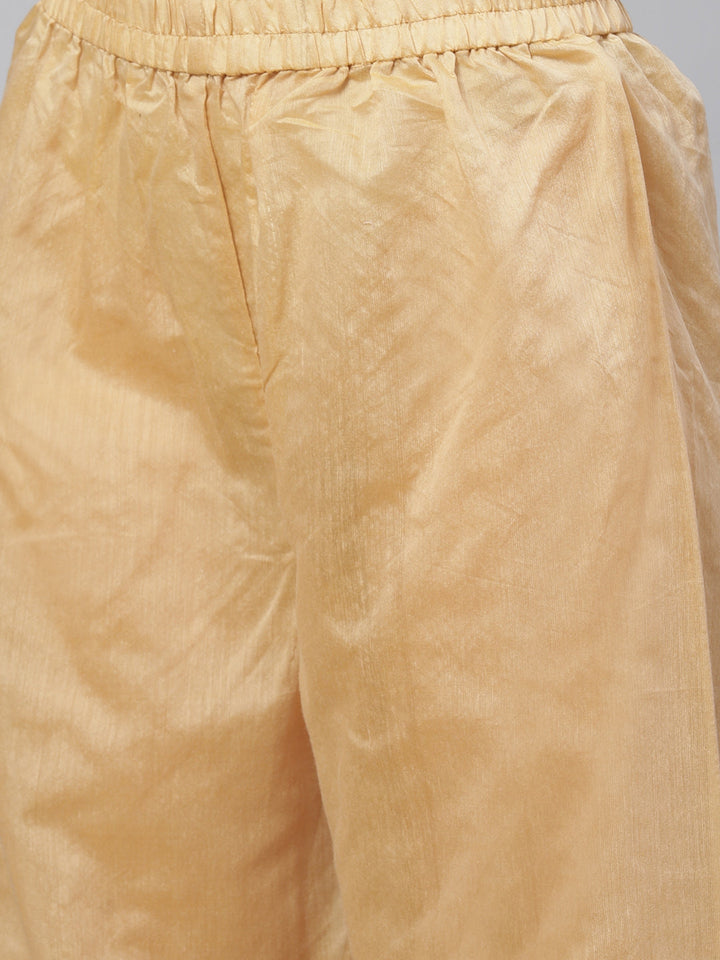 Chanderi Stitched Suit with  Resham Embroidery & Woven Banarasi Dupatta