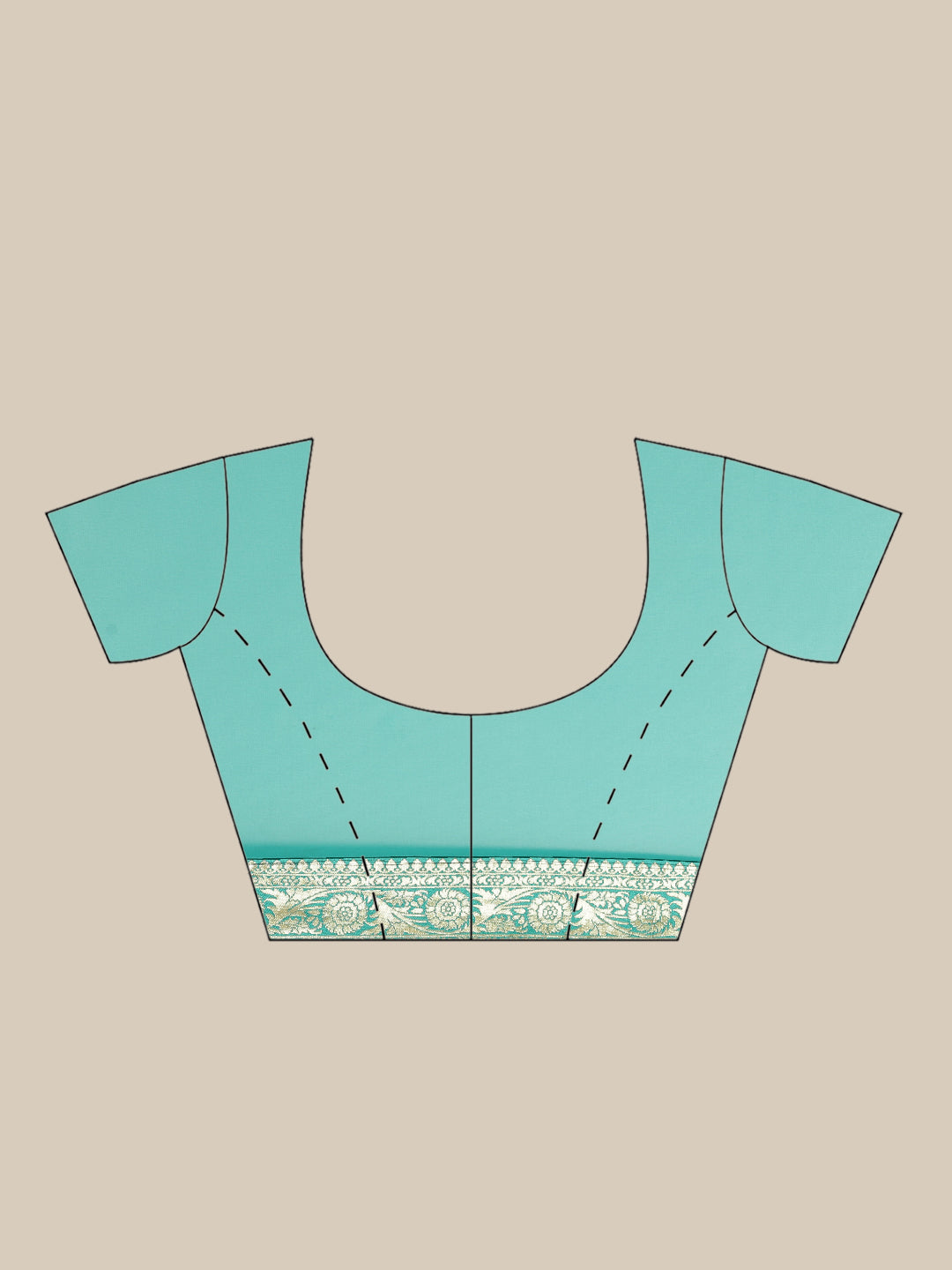 Bright Teal Embellished Georgette Saree with Banarasi Brocade Woven Border