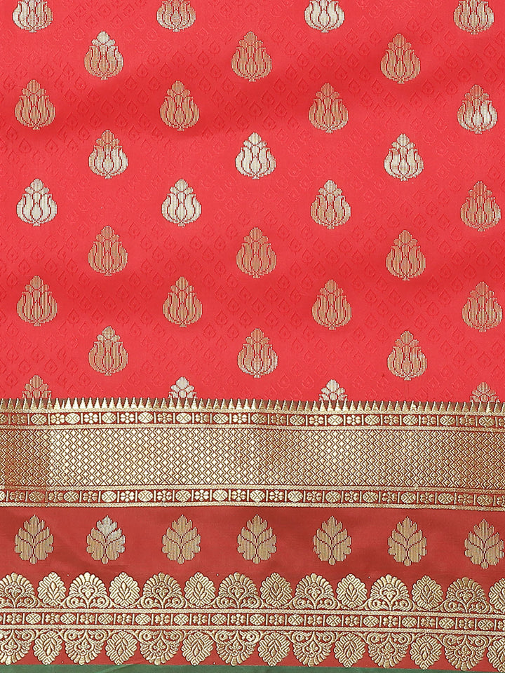 Jamdani Embossed Handloom Saree with  Zari  Weaving & Rich Contrast Border, Pallu