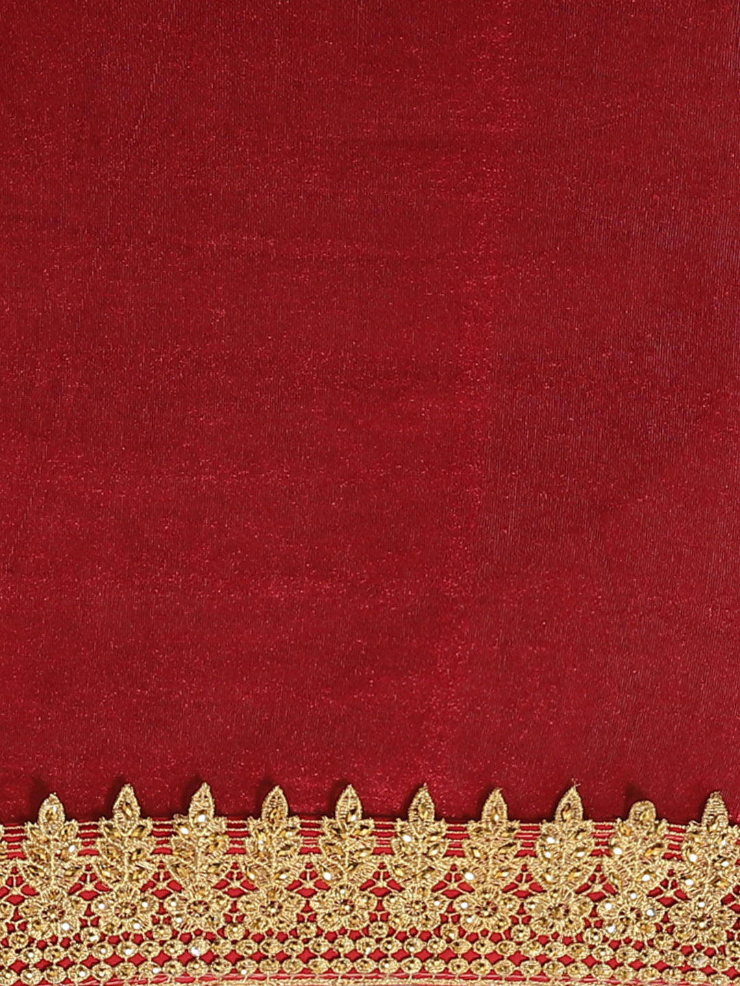 Bling Gold Shimmer Georgette Saree with Contrast Red Embroidered Cut work Border