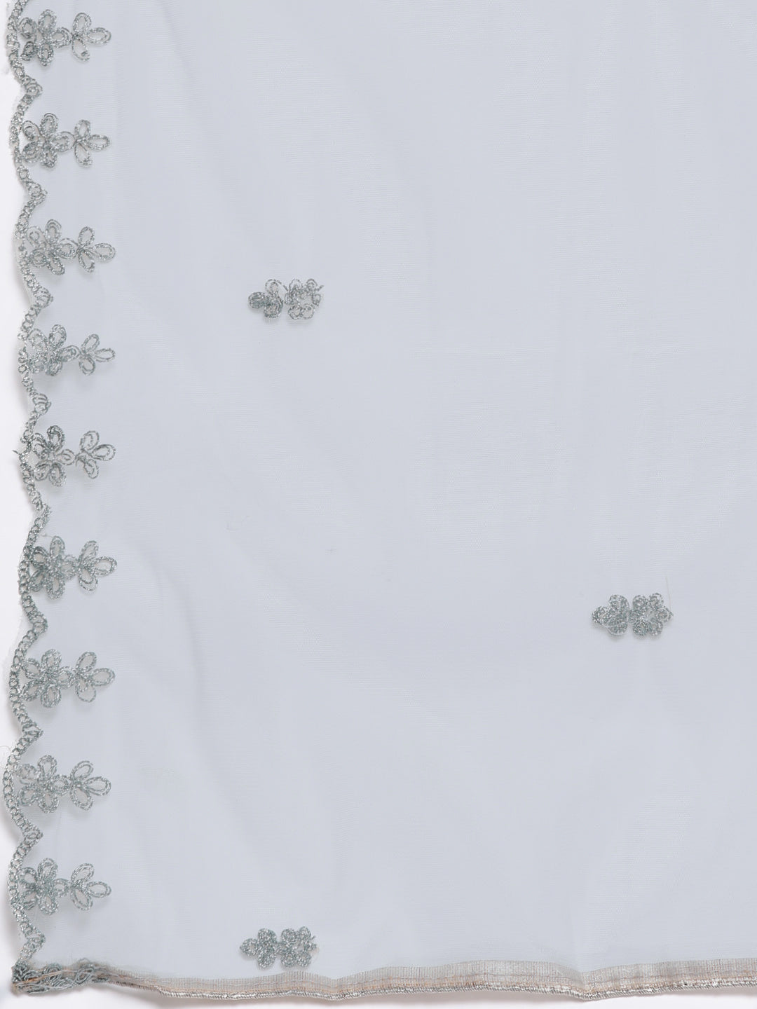 Silver Zari Embellished Floor Length Pleated Net Gown