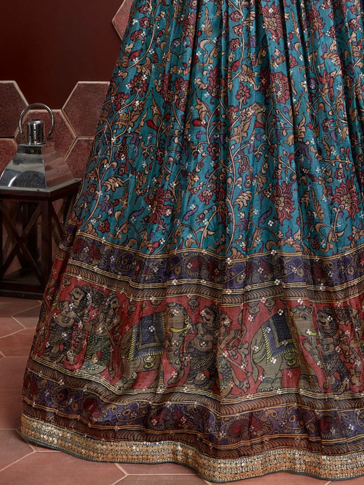 Digital Floral Print Lehenga with Zardozi Embroidered Blouse & Dupatta