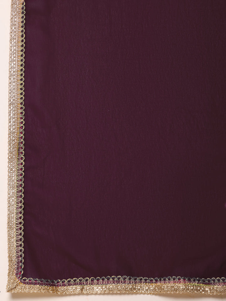 Multicolor Resham Embroidered Kurta Set with Harem Pants and Tasseled Curved Hemline