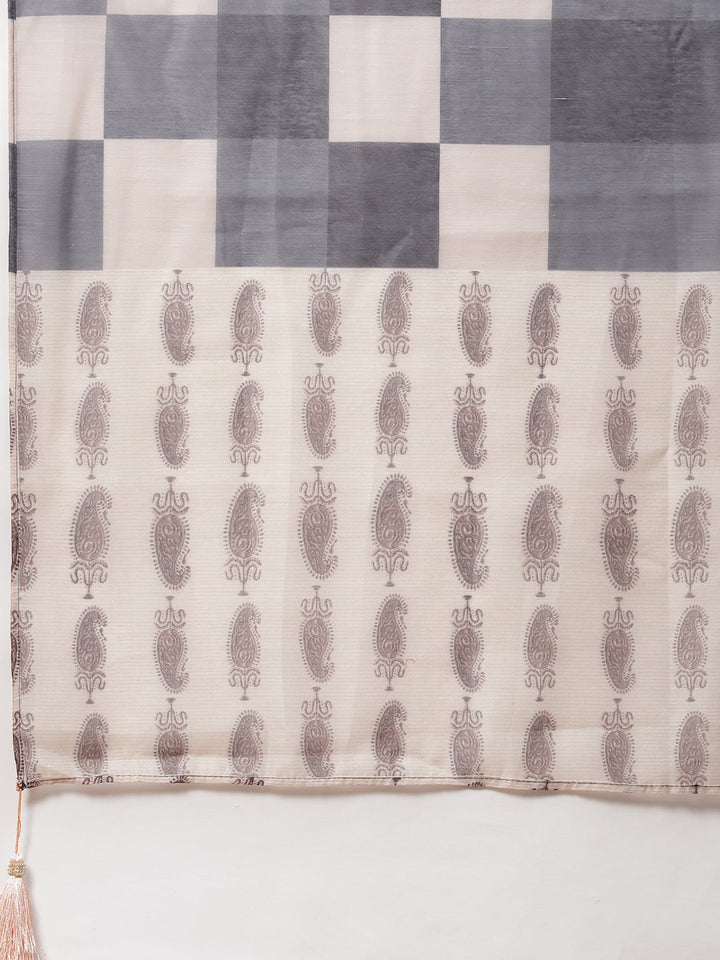 Chanderi Silk Dress Material with Digital Handloom & Indie Print with Maheshwari Dupatta