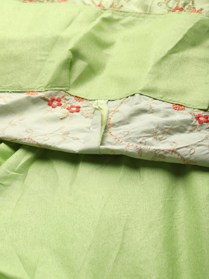 Pastel Semi-Stitched Lehenga Set with Zari & Resham Meenakari Floral Embroidery