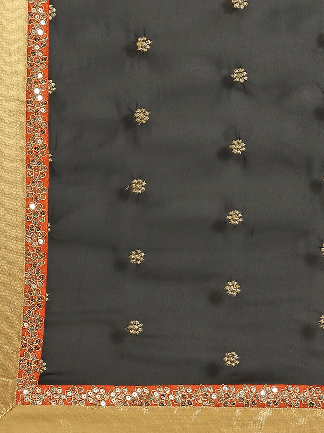 Black Georgette Embellished Saree With Sequence Border & Heavy Aari Embroidery Blouse