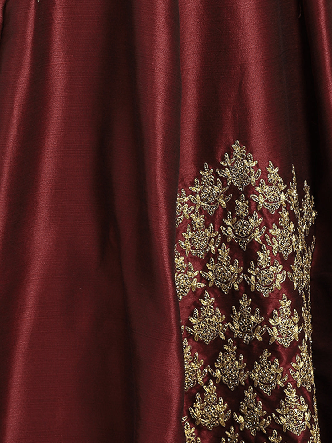 Raw Silk Zari Embroidered Gown With Net Dupatta