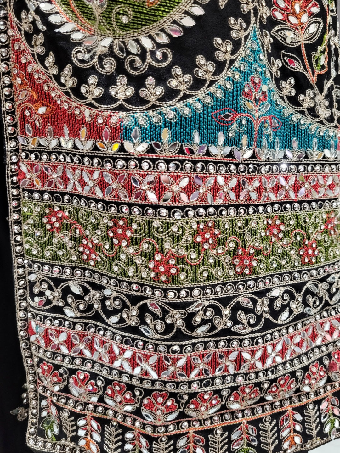 Dori Embroidered Kurta Palazzo Set with Multicolor Resham & Mirror Work & Jaal Dupatta