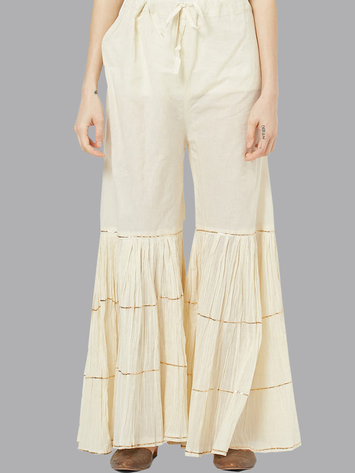 Semi-stitched Suit with Gota Patti Embroidered Sharara & Dupatta