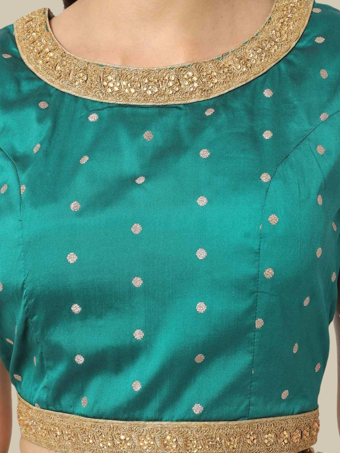 Festive Lehenga Set with Gold Zari Weaving, Ari Kundan Embroidery