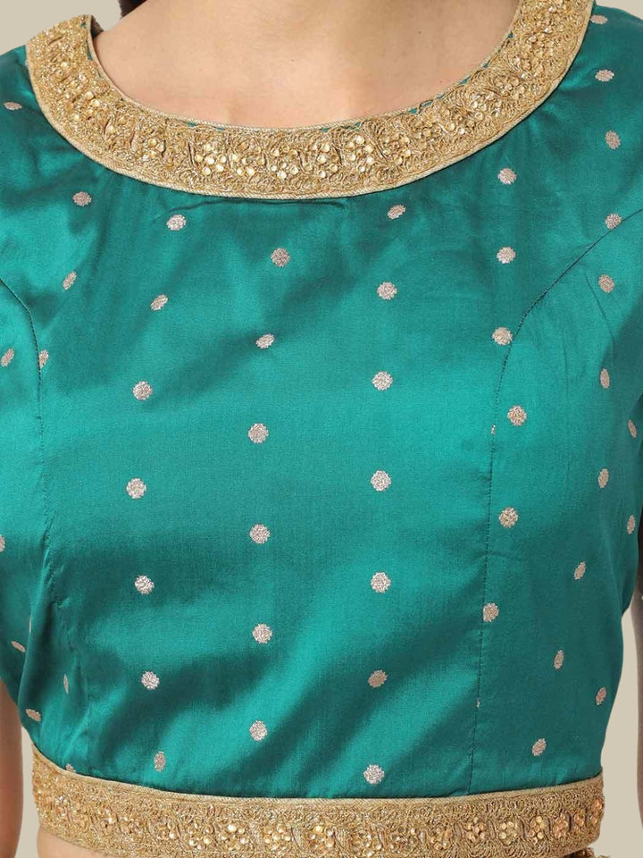 Festive Lehenga Set with Gold Zari Weaving, Ari Kundan Embroidery