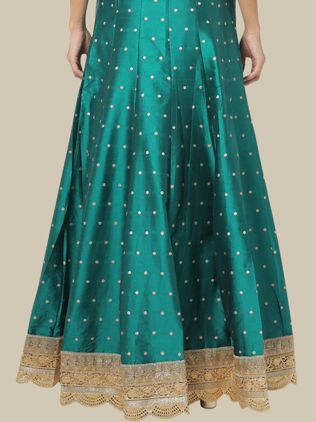 Festive Lehenga Set with Gold Zari Weaving, Ari Kundan Embroidery