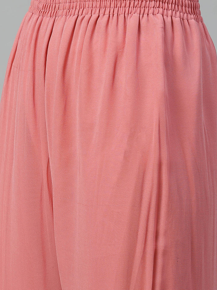 Made to Measure Baby Pink Gota-Patti & Resham Embroidery Kurta, Unstitched Sharara Set with Chiffon Dupatta