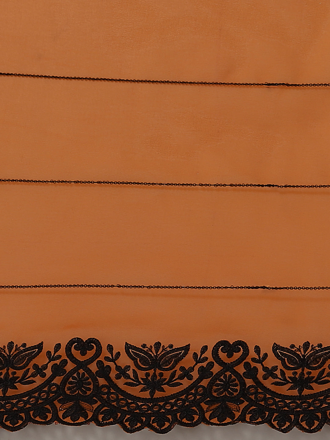 Mustard Georgette Saree With Black Resham Sequinned Embroidery