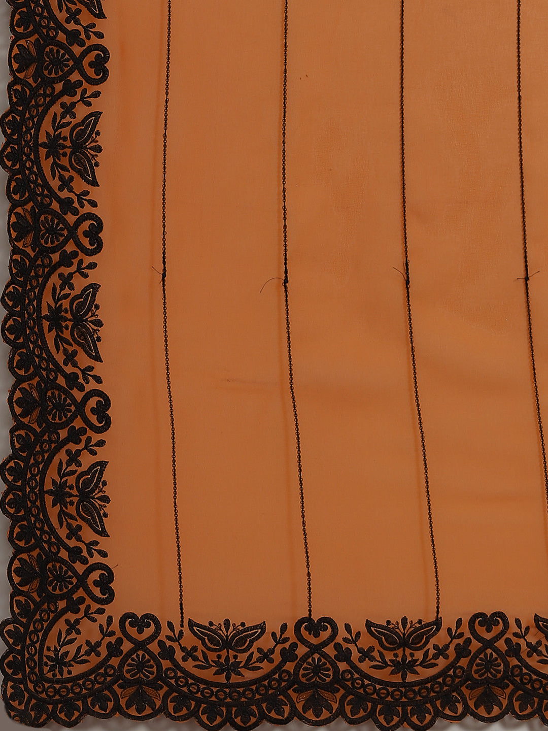 Mustard Georgette Saree With Black Resham Sequinned Embroidery