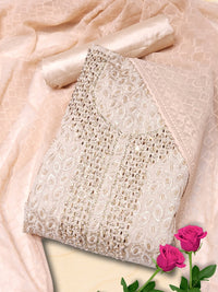 Chhabra 555 Georgette Schiffli Resham Crystal Embellished Dress Material with Embroidered DUpatta