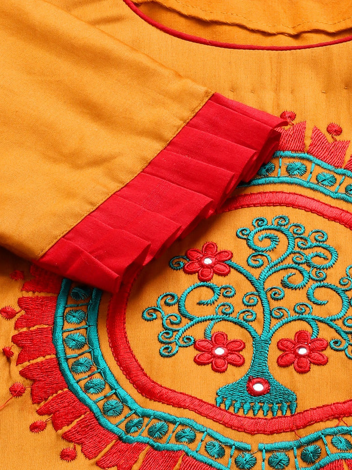 Cotton Unstitched Suit Set With Embroidery Dupatta
