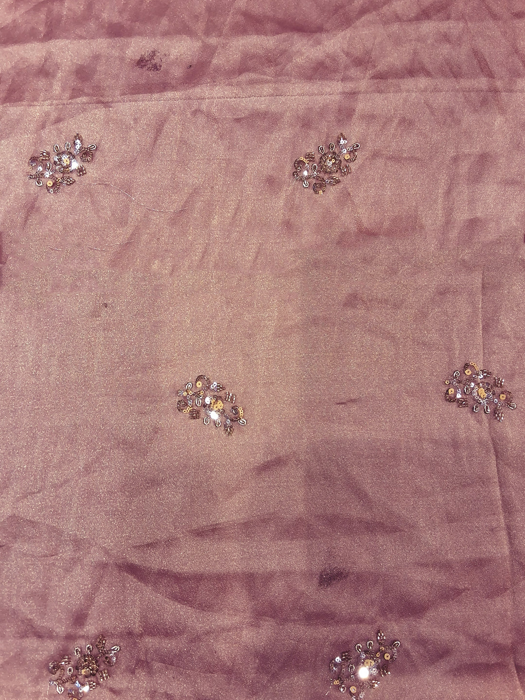 Sequin & Beadwork Embroidered Silk Saree with Scalloped Border and Blouse Piece