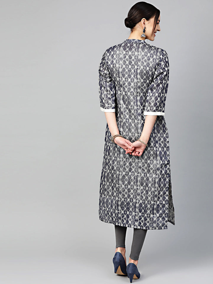 Printed Jacket Style Kurta Dress with Embroidered Inner