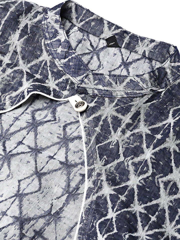 Printed Jacket Style Kurta Dress with Embroidered Inner