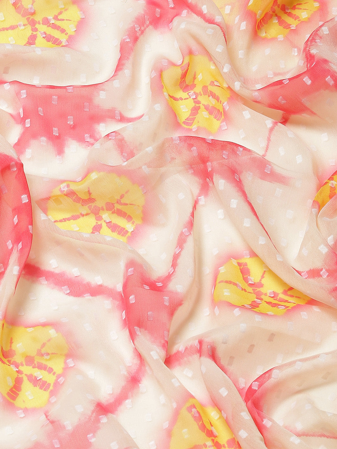 Pink Ombre Tie & Dye Light Weight Leheriya Chiffon Saree
