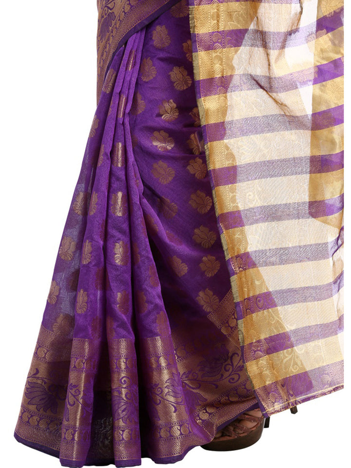Purple & Gold Coloured Banarasi Art Silk Saree