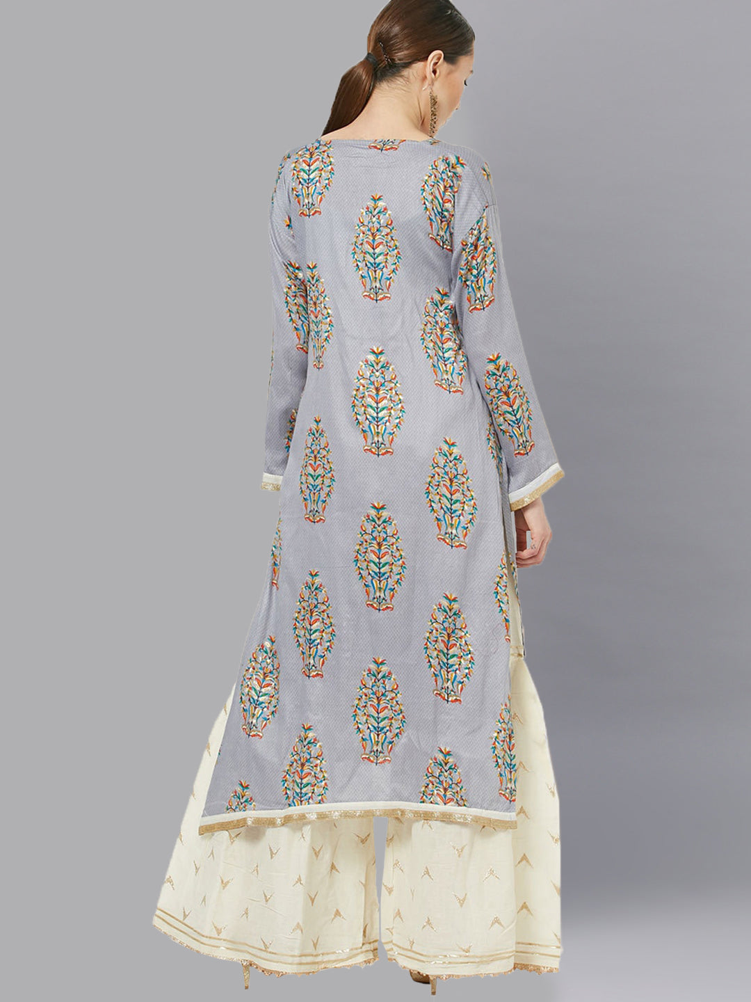Semi-stitched Suit with Gota Patti Sharara and Bandhej Dupatta
