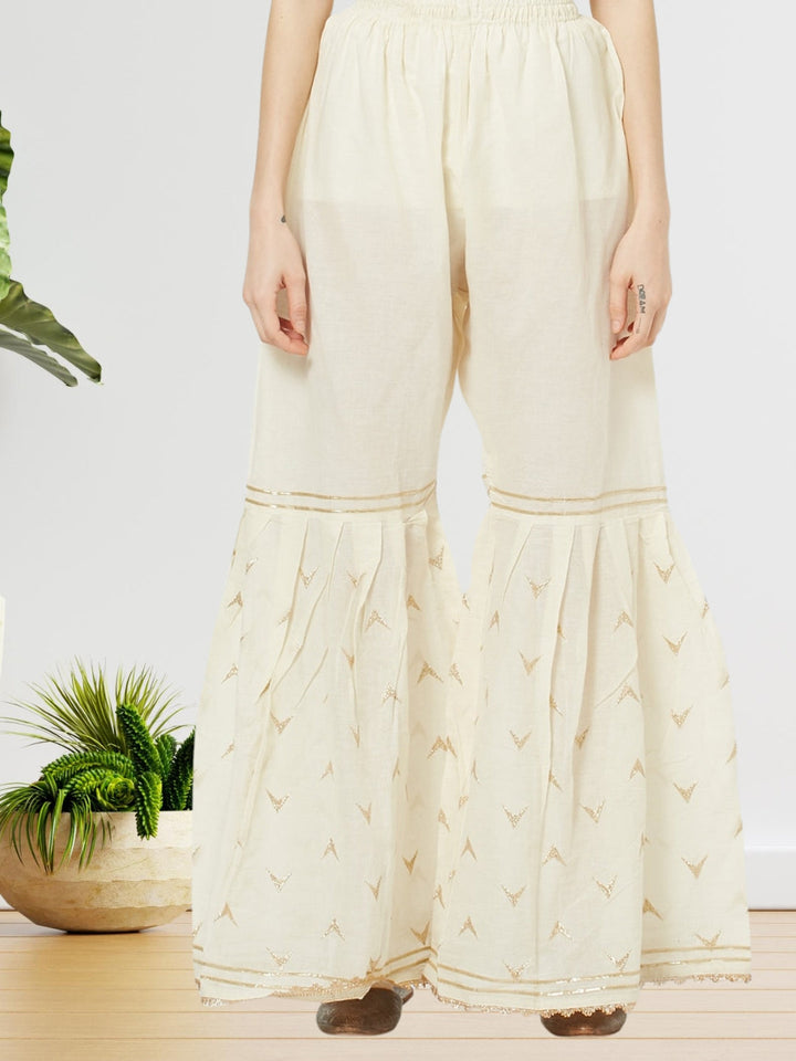 Embellished Semi-stitched Suit with Zari Embroidered Sharara and Leheriya Dupatta