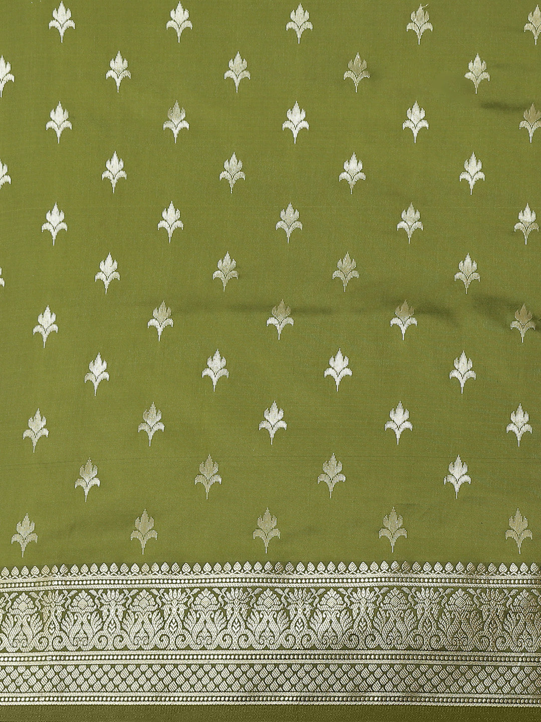 Golden Zari Woven Mysore Silk Bridal Handloom Saree with Floral motifs