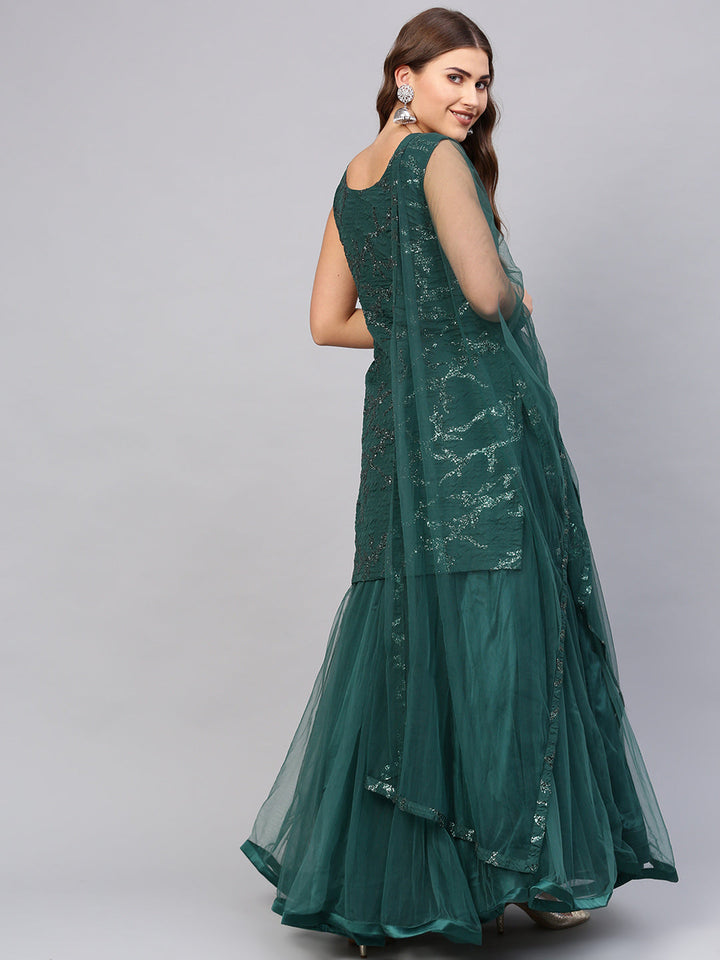 Long Cholli with Layered Skirt and Glitter Embellishments