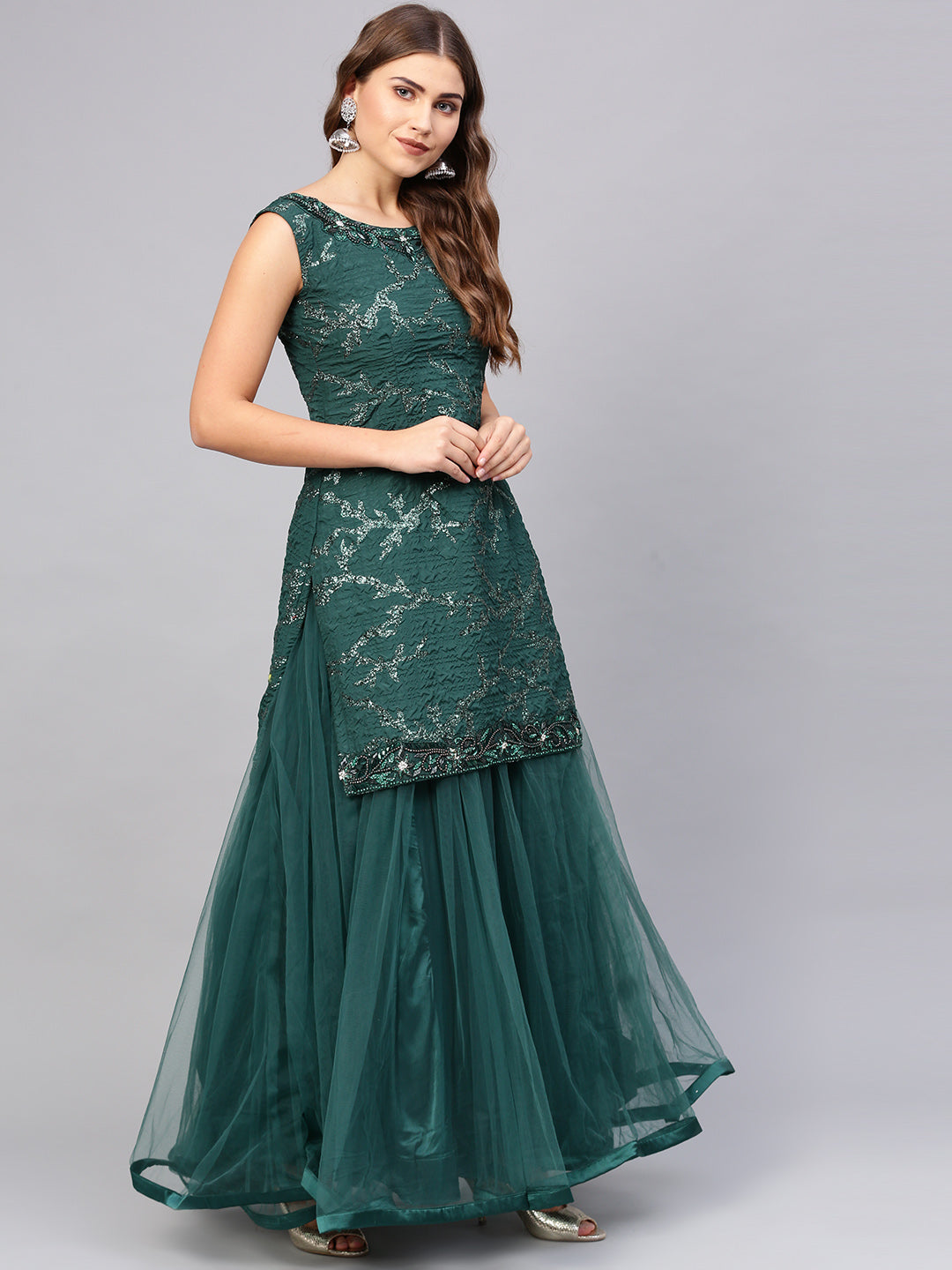 Long Cholli with Layered Skirt and Glitter Embellishments