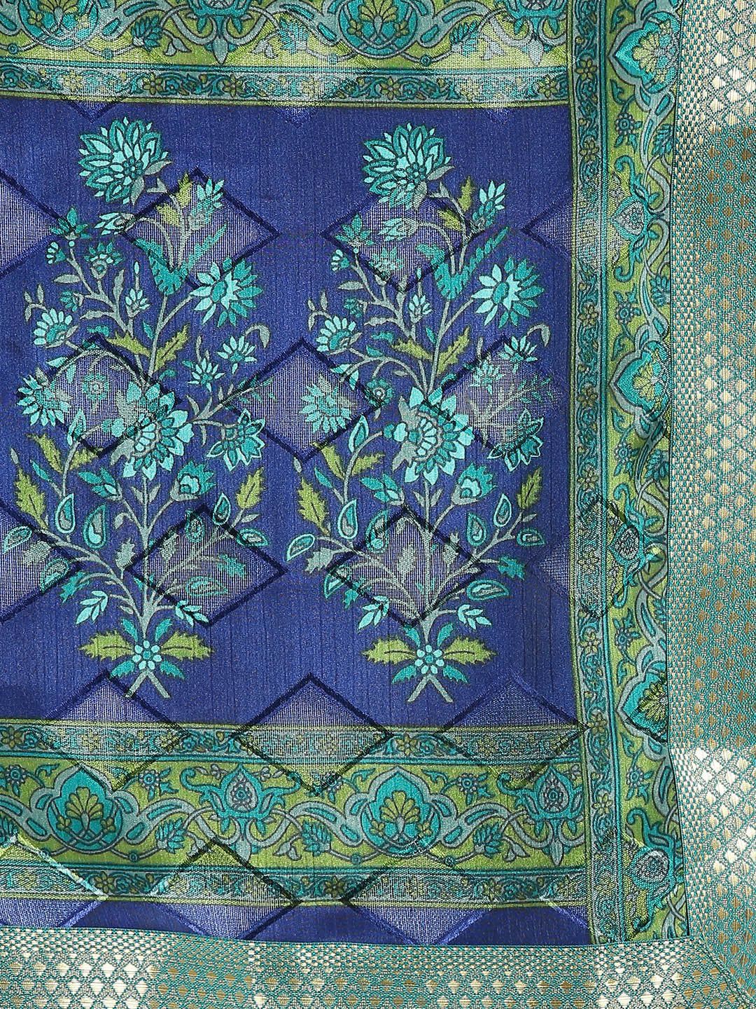Crepe Paisley Print Saree with Zari Woven Border