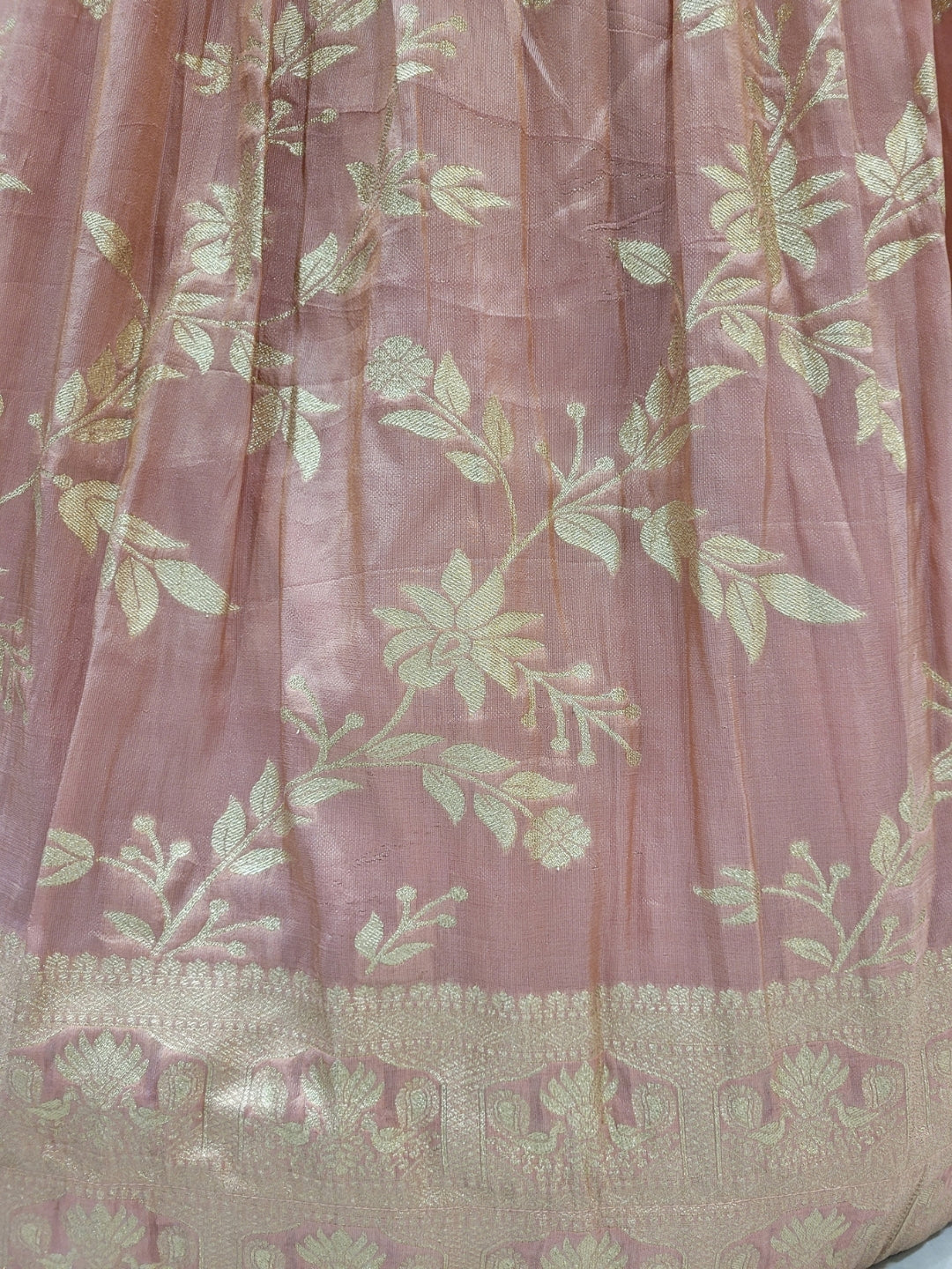 Pastel Pink Banarasi Silk Gharara Set with Zari Woven Floral Patterns & Net Dupatta