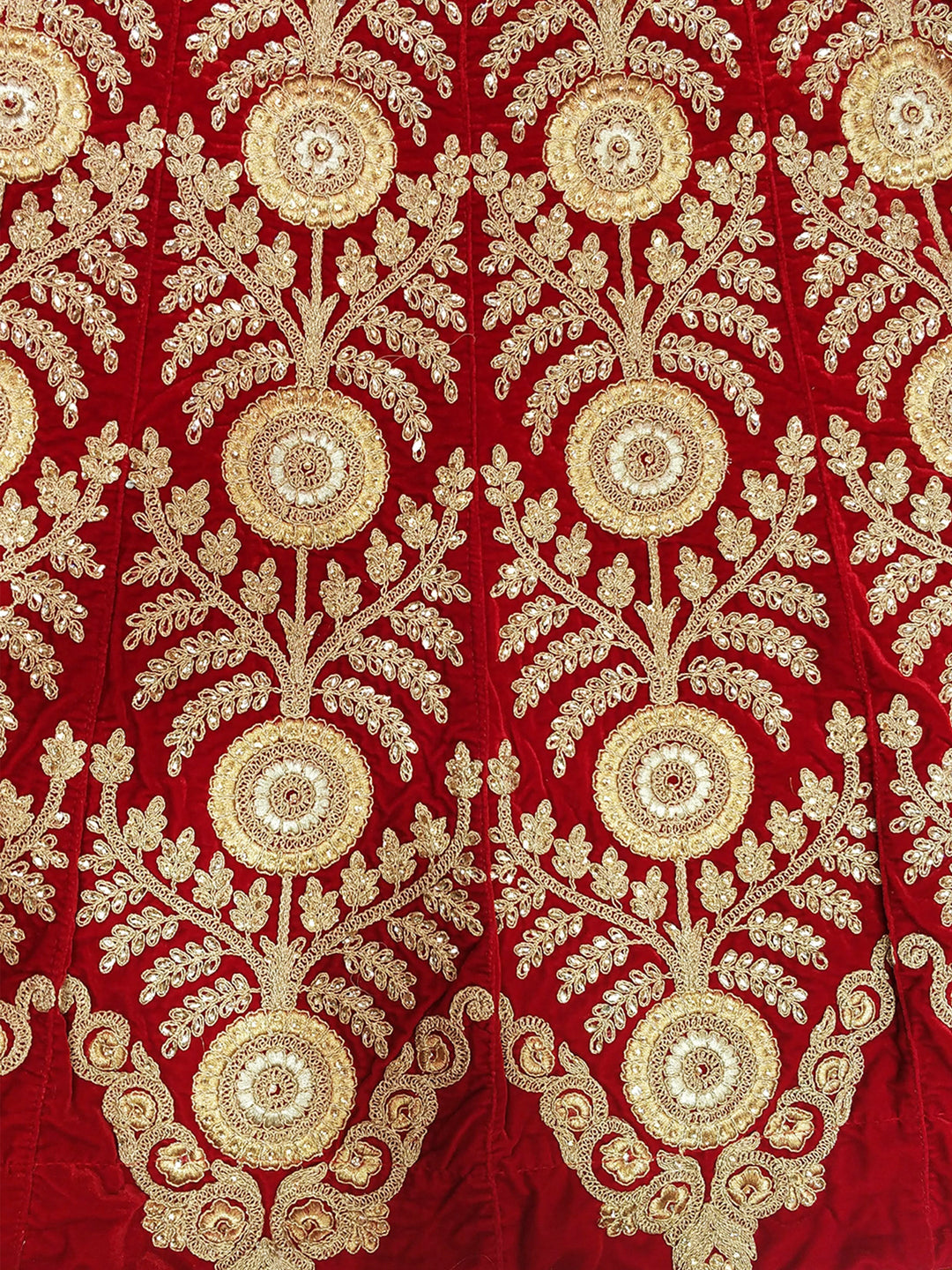 Red Velvet  Heavy Zari &Embroidered Semi Stiched Lehanga Choli With Net  Dupatta