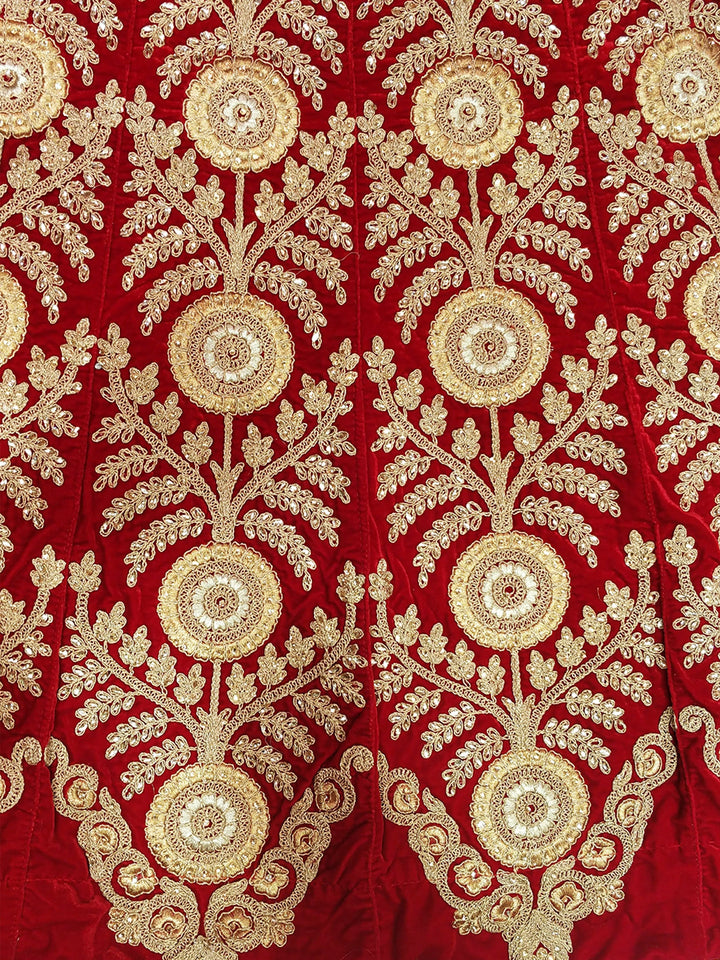 Red Velvet  Heavy Zari &Embroidered Semi Stiched Lehanga Choli With Net  Dupatta