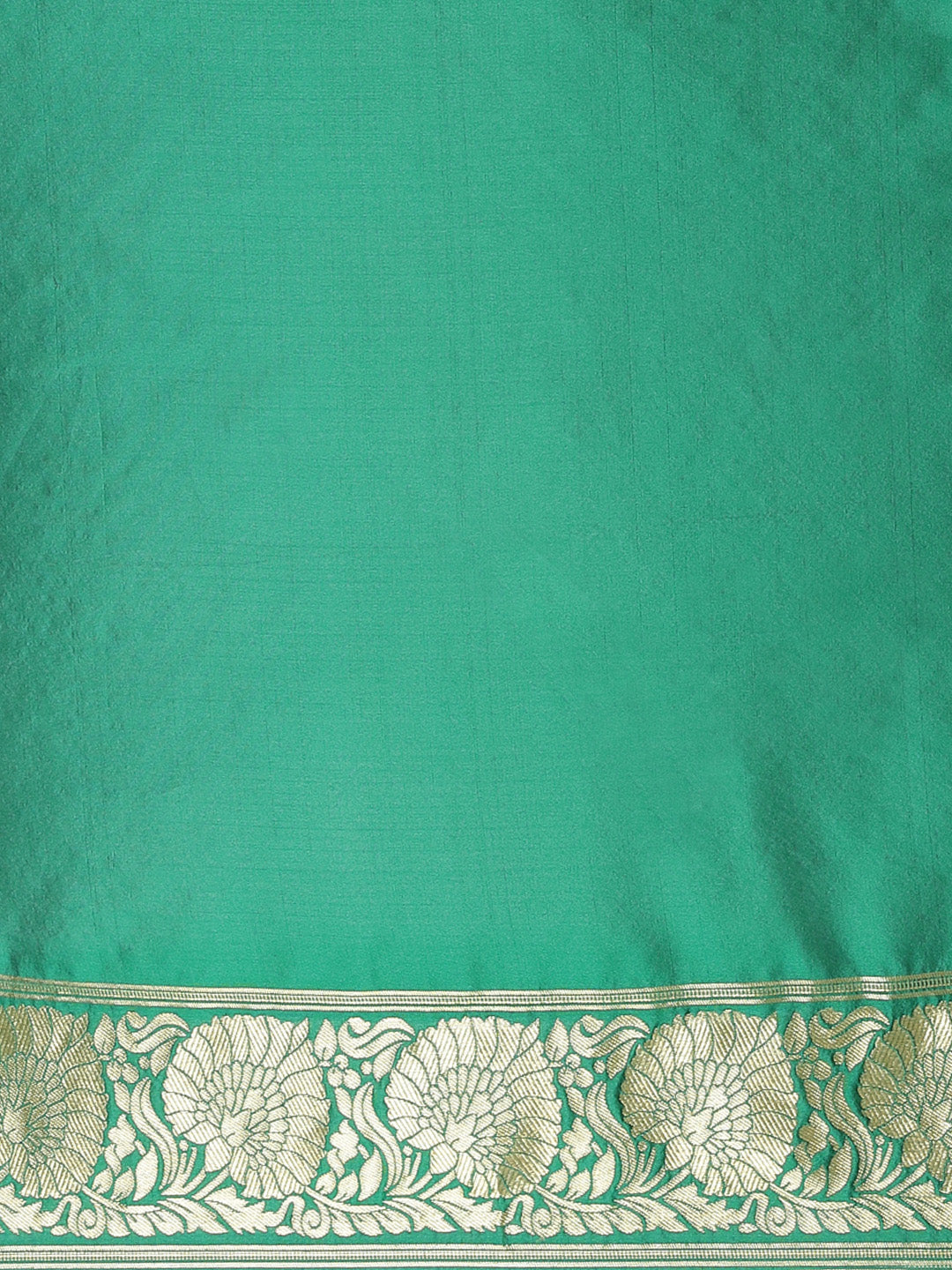 Emerald Green Banarasi Silk Saree with Oxidised Zari Weaving and Floral Ethnic Pattern