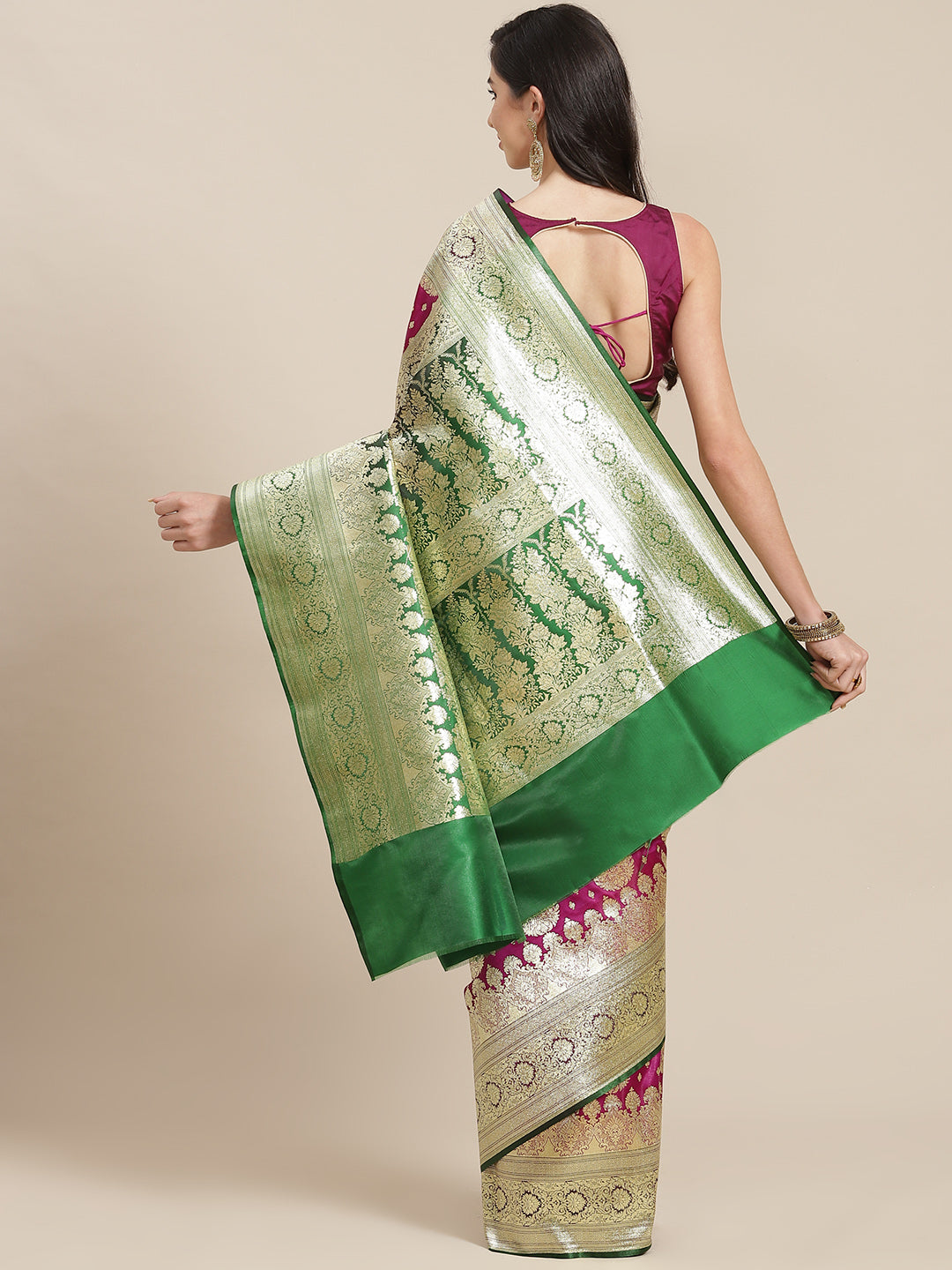 Purple Kanjeevaram Wedding Silk Saree With Traditional Zari Motifs