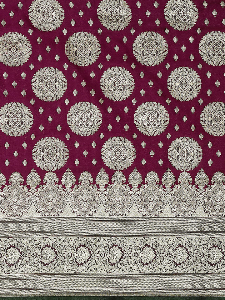 Purple Kanjeevaram Wedding Silk Saree With Traditional Zari Motifs