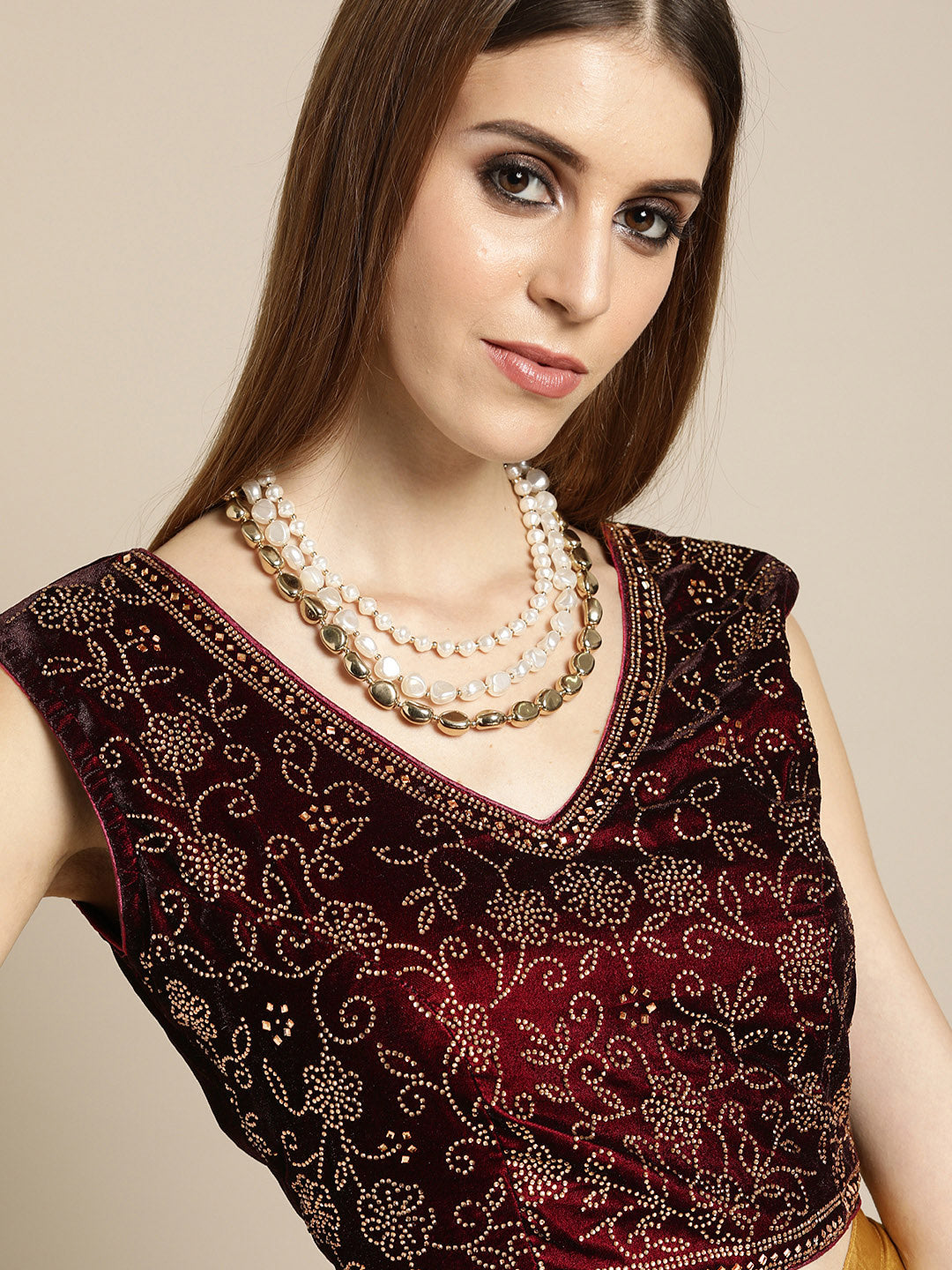 Chhabra 555 Mustard Ruffled Pre-Draped Lycra Saree with Frills and Velvet Crystal Embellished Blouse
