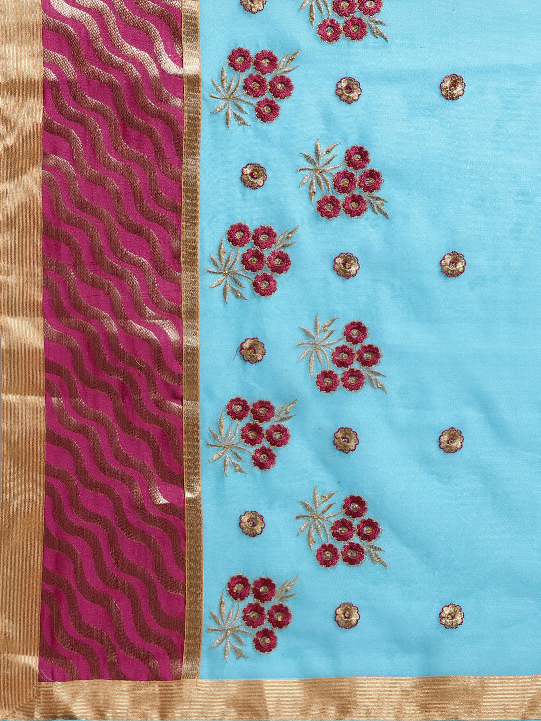 Chanderi Panelled Saree with Resham Embroidered Floral Motifs