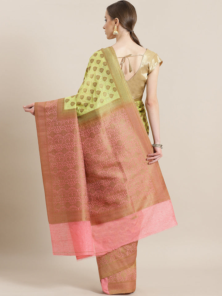 Banarasi Jute Cotton Silk Colorblocked saree