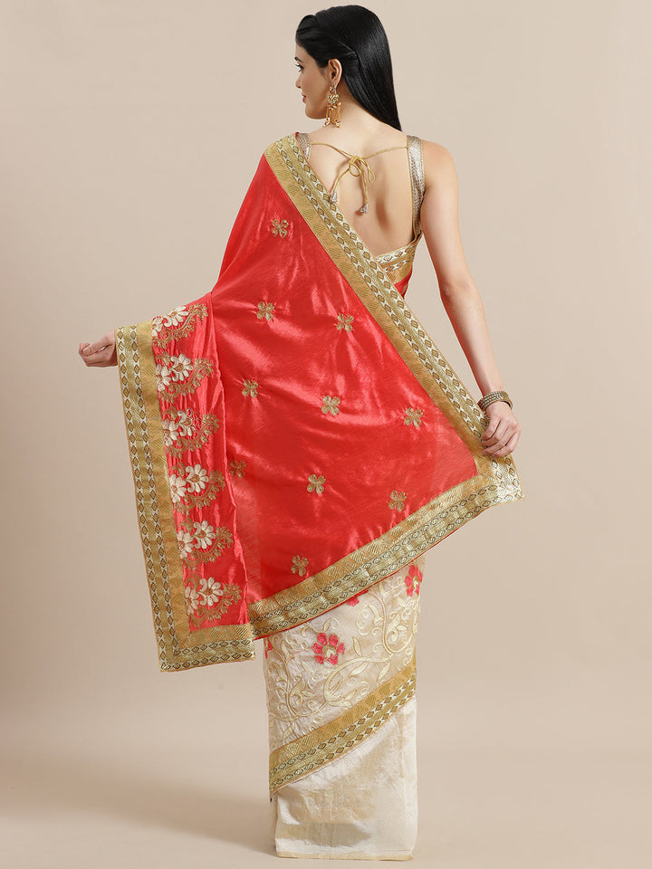 Chanderi Half and Half Embroidered saree