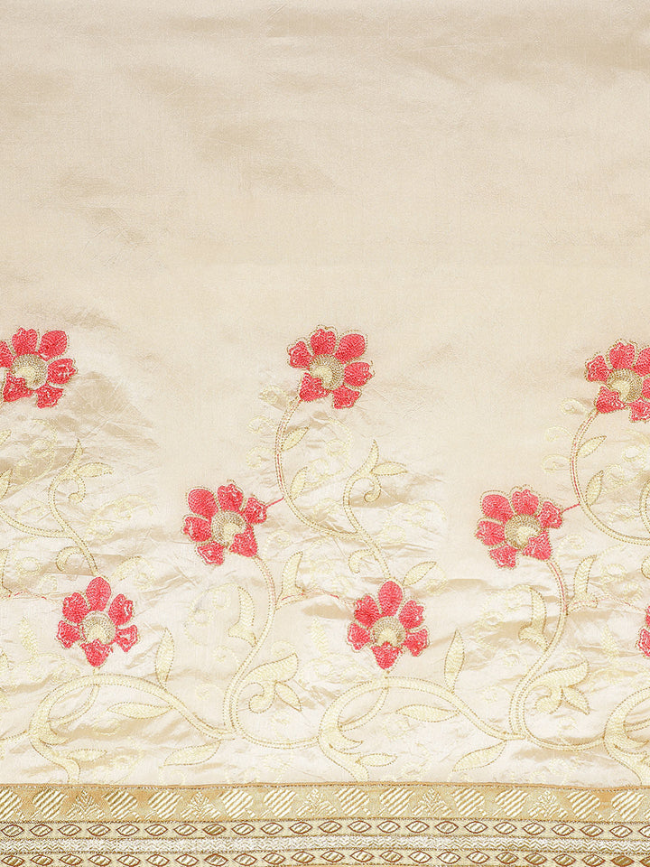 Chanderi Half and Half Embroidered saree