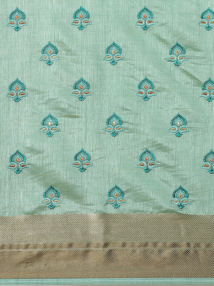 Tussar Banarasi Saree with Resham Paisley ,Floral Embroidery
