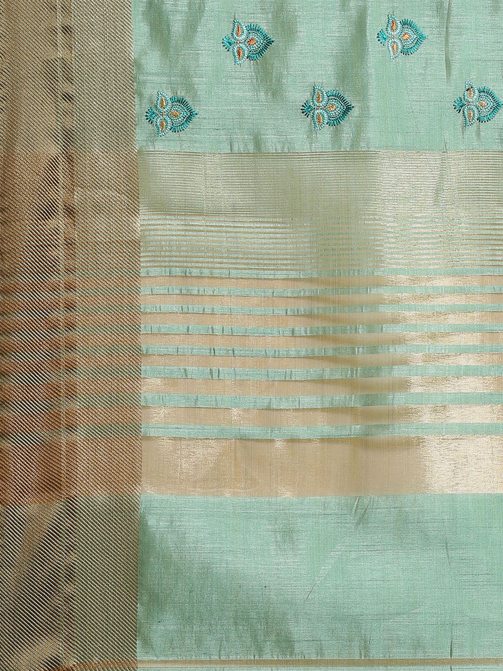 Tussar Banarasi Saree with Resham Paisley ,Floral Embroidery