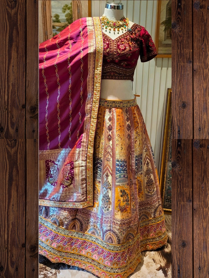 Regal Embroidered Tapestry-Inspired Lehenga