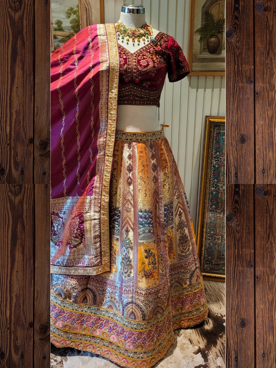 Regal Embroidered Tapestry-Inspired Lehenga