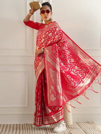 Chhabra 555 Bright Traditional Banarasi Saree with Bold Zari Peacock Motifs
